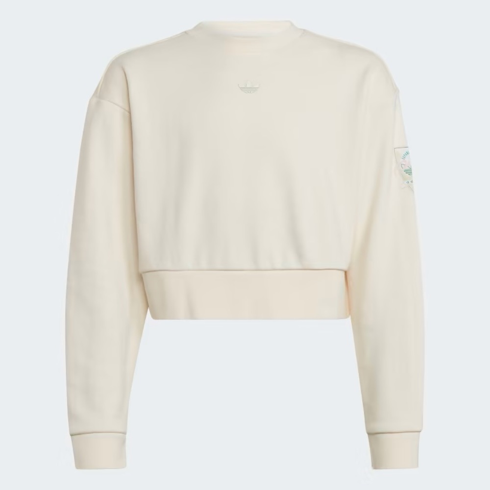 Adidas GRAPHIC PRINT CROP CREW SWEATSHIRT girls M ivory